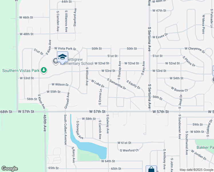 map of restaurants, bars, coffee shops, grocery stores, and more near W Luke Dr in Sioux Falls
