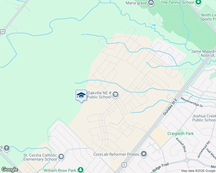 map of restaurants, bars, coffee shops, grocery stores, and more near 1204 Onyx Trail in Oakville