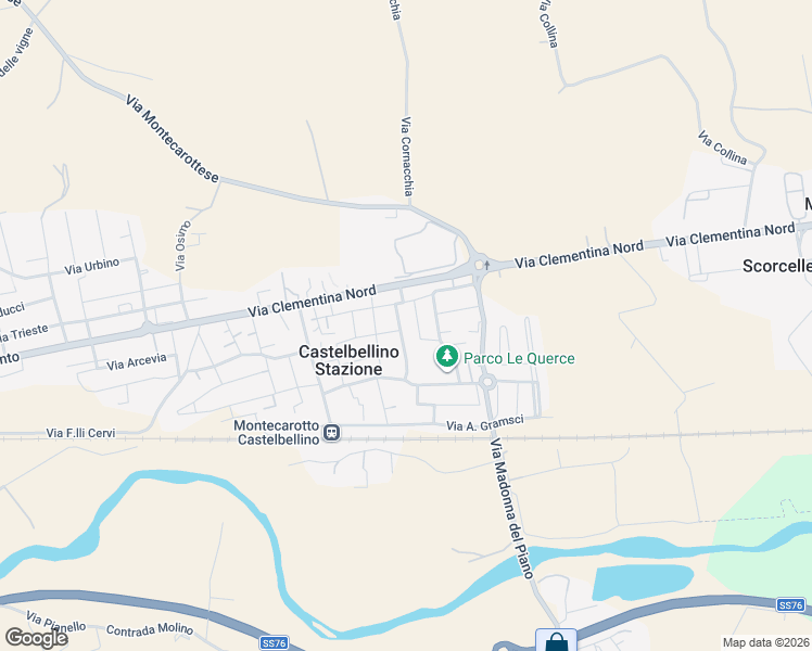 map of restaurants, bars, coffee shops, grocery stores, and more near 9 Via F.lli Rosselli in Castelbellino Stazione