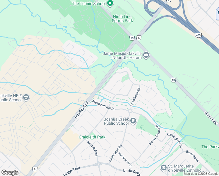 map of restaurants, bars, coffee shops, grocery stores, and more near 1468 Ferncrest Road in Oakville