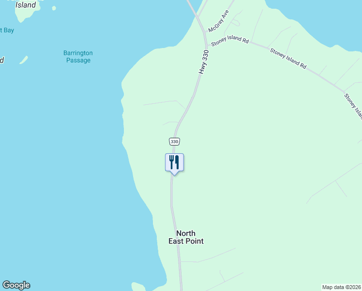 map of restaurants, bars, coffee shops, grocery stores, and more near 429 Highway 330 in Clam Point