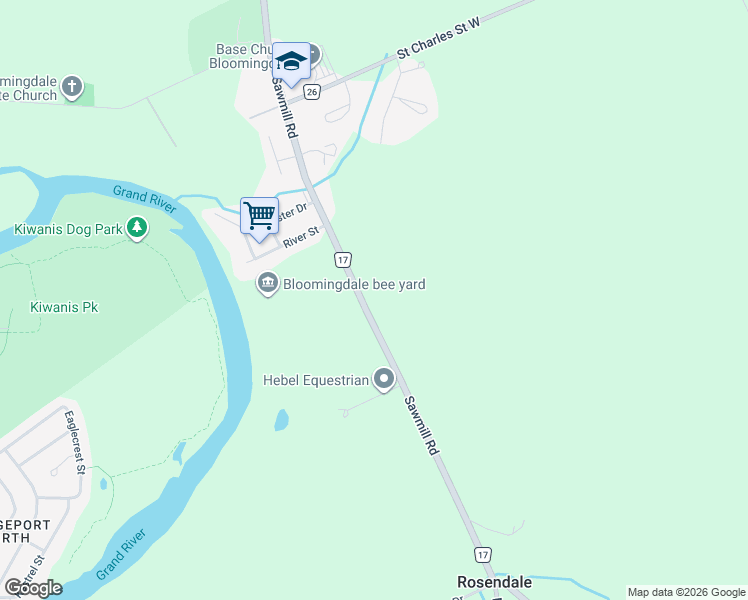 map of restaurants, bars, coffee shops, grocery stores, and more near 700 Sawmill Road in Bloomingdale