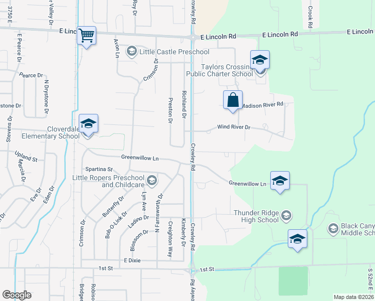 map of restaurants, bars, coffee shops, grocery stores, and more near 4465 Greenwillow Ln in Idaho Falls