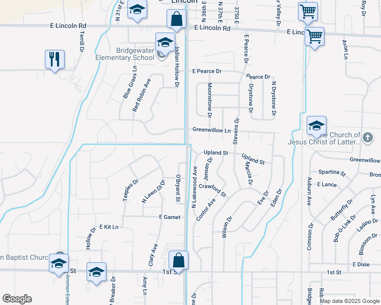 map of restaurants, bars, coffee shops, grocery stores, and more near 3520 Upland Street in Idaho Falls