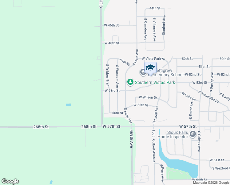 map of restaurants, bars, coffee shops, grocery stores, and more near 4520 South Tribbey Trail in Sioux Falls