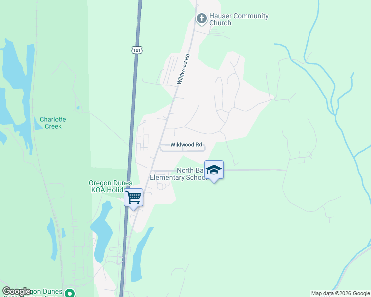map of restaurants, bars, coffee shops, grocery stores, and more near 69253 Heley Road in North Bend