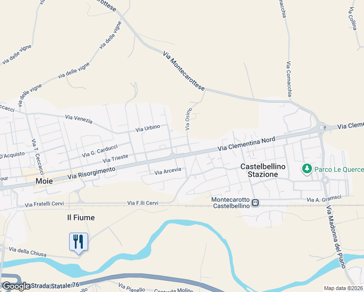 map of restaurants, bars, coffee shops, grocery stores, and more near 64 Via Ascoli Piceno in Provincia di Ancona