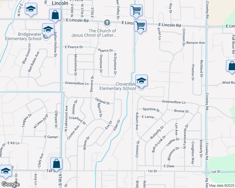 map of restaurants, bars, coffee shops, grocery stores, and more near 949 Eve Drive in Idaho Falls