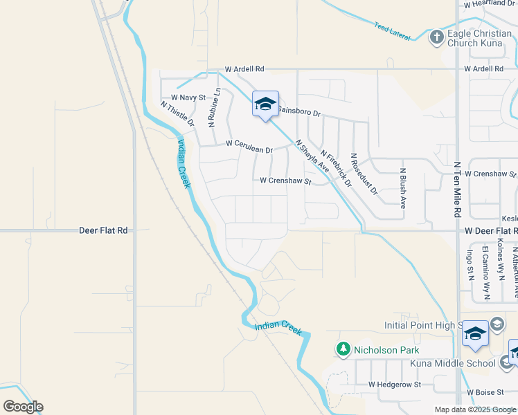 map of restaurants, bars, coffee shops, grocery stores, and more near 1642 North Pewter Avenue in Kuna