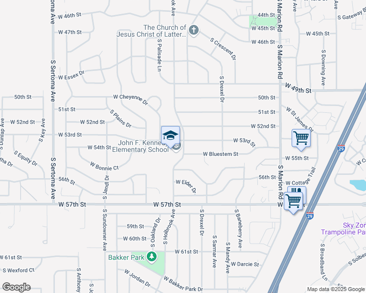map of restaurants, bars, coffee shops, grocery stores, and more near 4501 South Holbrook Avenue in Sioux Falls