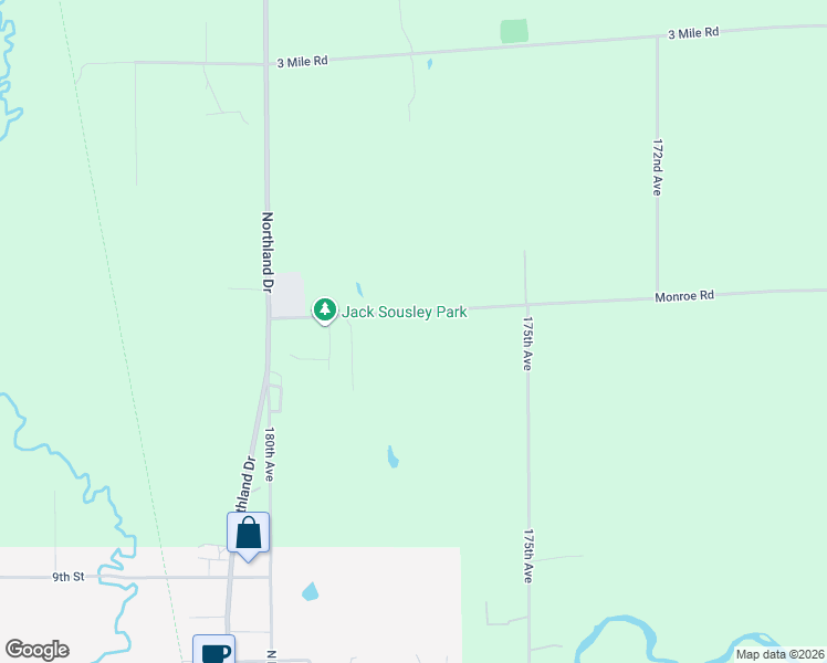 map of restaurants, bars, coffee shops, grocery stores, and more near 17747 Monroe Road in Morley