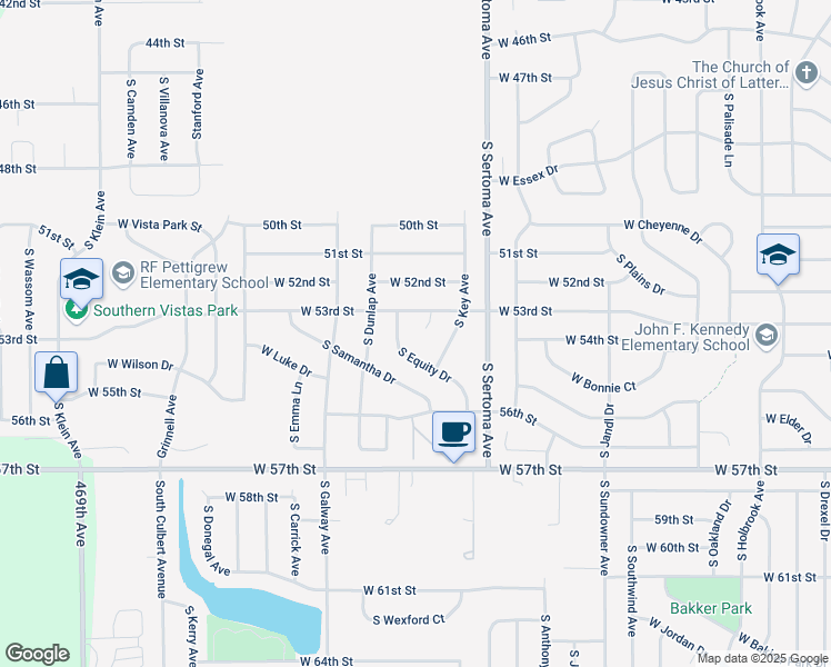 map of restaurants, bars, coffee shops, grocery stores, and more near 4608 South Kristen Circle in Sioux Falls