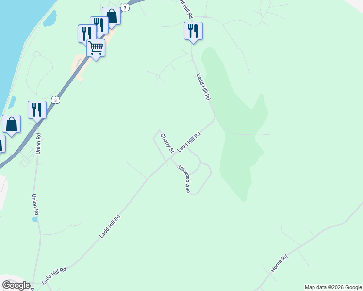 map of restaurants, bars, coffee shops, grocery stores, and more near 184 Ladd Hill Road in Belmont