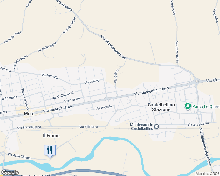 map of restaurants, bars, coffee shops, grocery stores, and more near 64 Via Ascoli Piceno in Provincia di Ancona