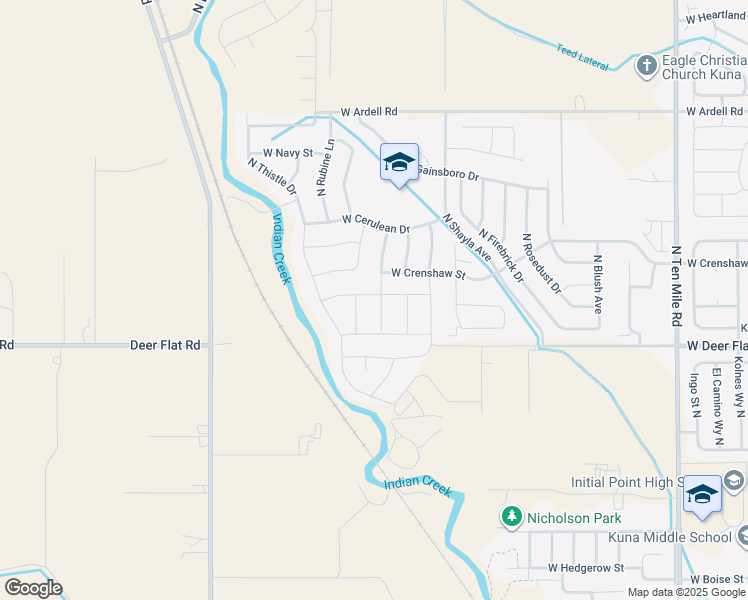map of restaurants, bars, coffee shops, grocery stores, and more near 1661 North Pewter Avenue in Kuna