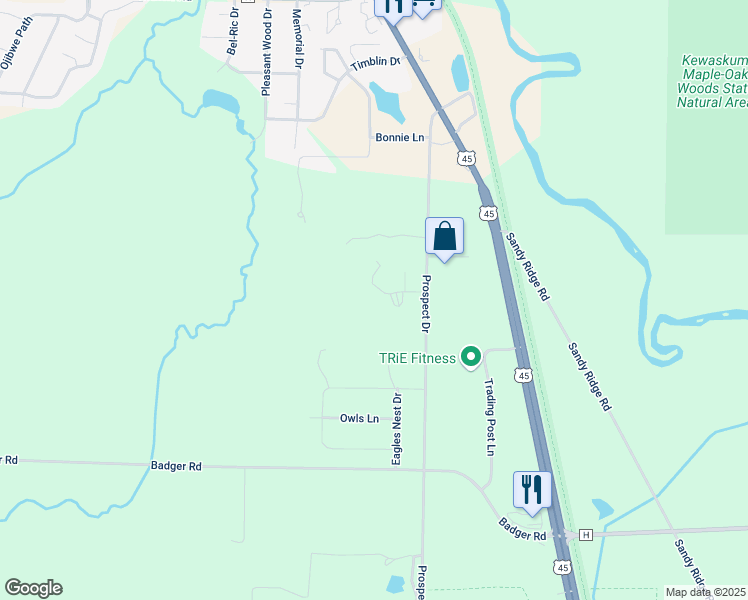 map of restaurants, bars, coffee shops, grocery stores, and more near 285 Four Seasons Lane in Kewaskum
