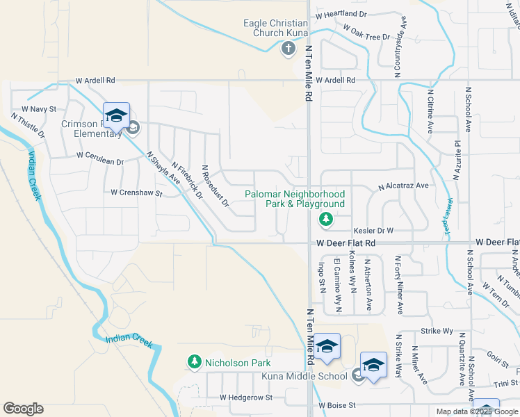 map of restaurants, bars, coffee shops, grocery stores, and more near 1772 North Blush Avenue in Kuna