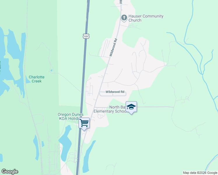 map of restaurants, bars, coffee shops, grocery stores, and more near 69253 Heley Road in North Bend