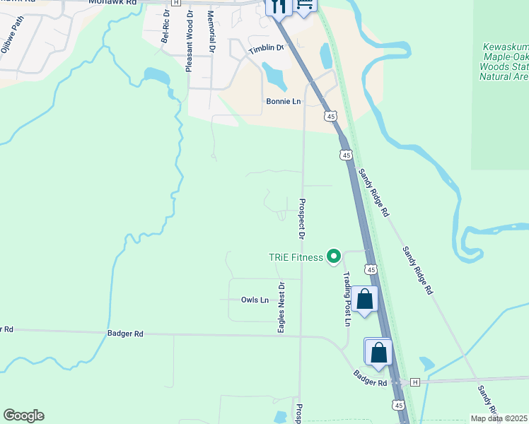 map of restaurants, bars, coffee shops, grocery stores, and more near 285 Four Seasons Lane in Kewaskum