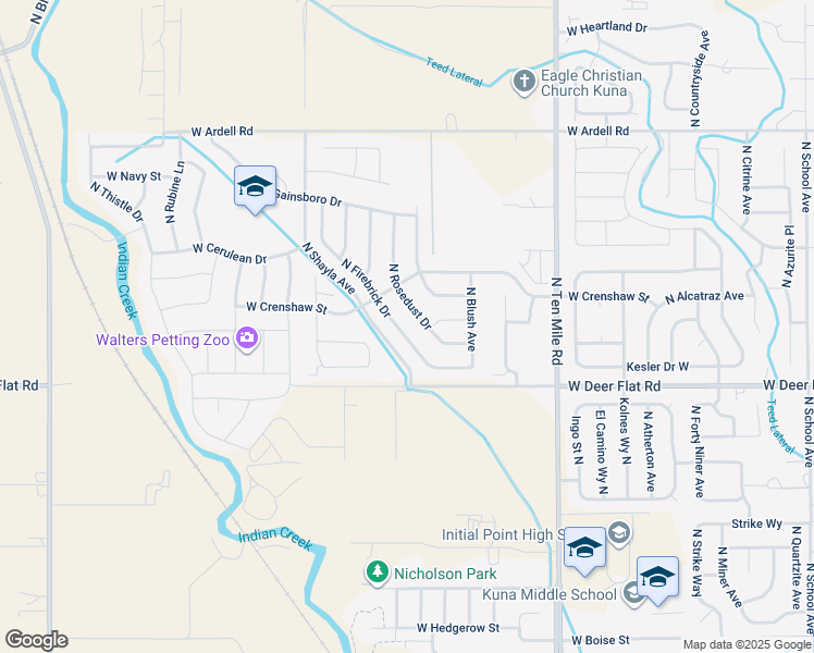 map of restaurants, bars, coffee shops, grocery stores, and more near 1642 North Firebrick Drive in Kuna