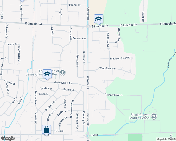 map of restaurants, bars, coffee shops, grocery stores, and more near 4500 Wind River Drive in Idaho Falls