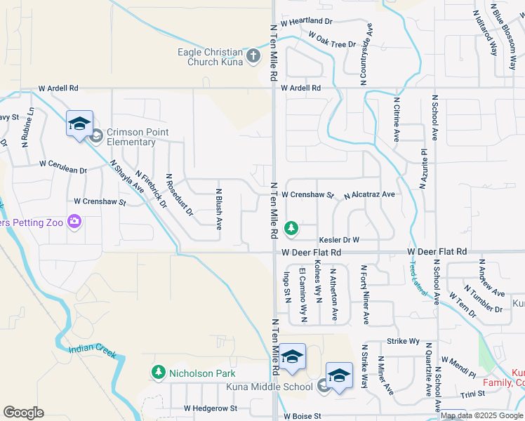 map of restaurants, bars, coffee shops, grocery stores, and more near 1826 North Alizarin Avenue in Kuna