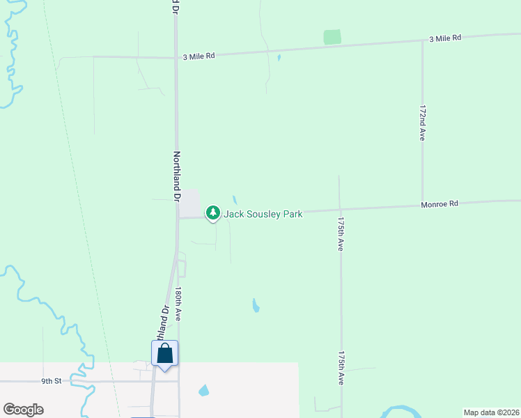 map of restaurants, bars, coffee shops, grocery stores, and more near 17747 Monroe Road in Morley