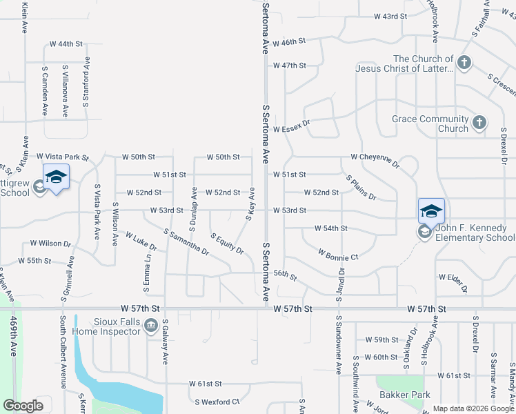 map of restaurants, bars, coffee shops, grocery stores, and more near 4600 South Key Avenue in Sioux Falls