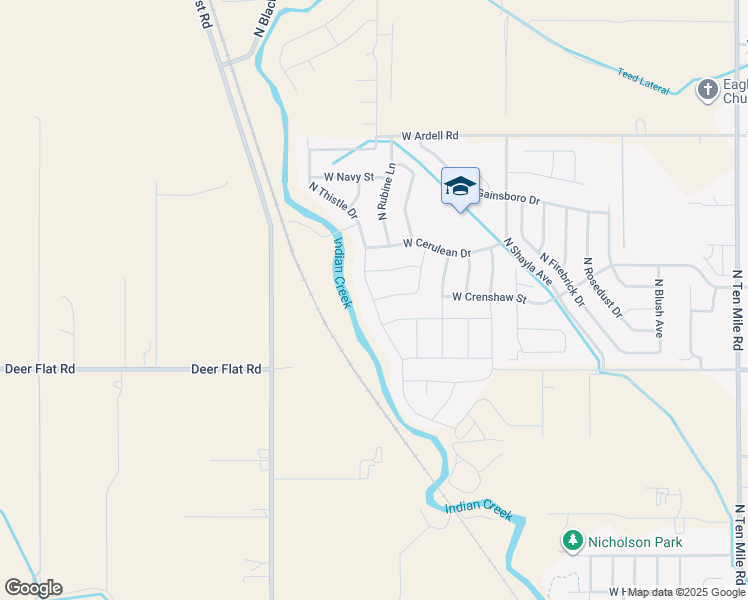 map of restaurants, bars, coffee shops, grocery stores, and more near 1401 North Thistle Drive in Kuna