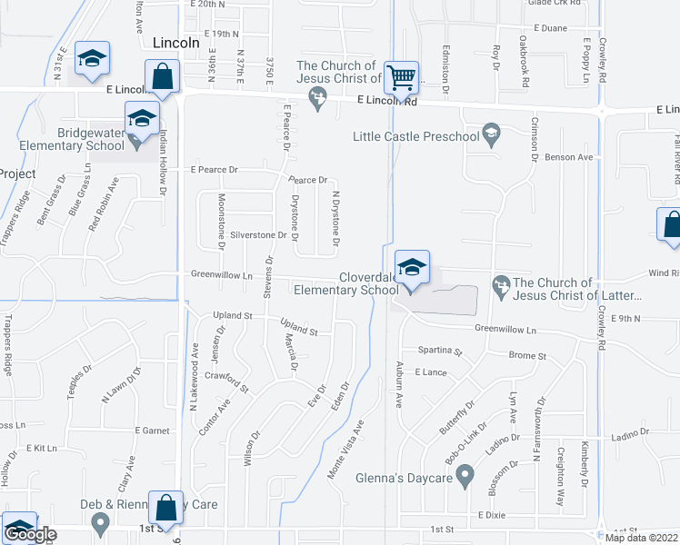 map of restaurants, bars, coffee shops, grocery stores, and more near 3875 Greenwillow Lane in Idaho Falls