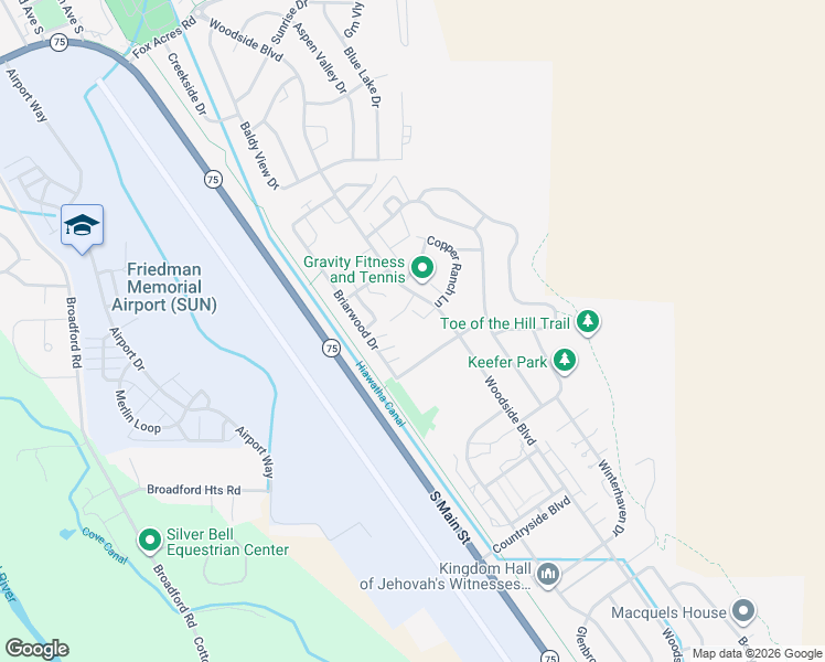map of restaurants, bars, coffee shops, grocery stores, and more near 2170 Laurelwood Drive in Hailey