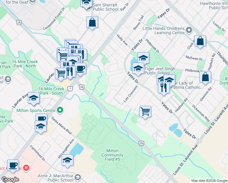 map of restaurants, bars, coffee shops, grocery stores, and more near 871 Cahoun Terrace in Milton