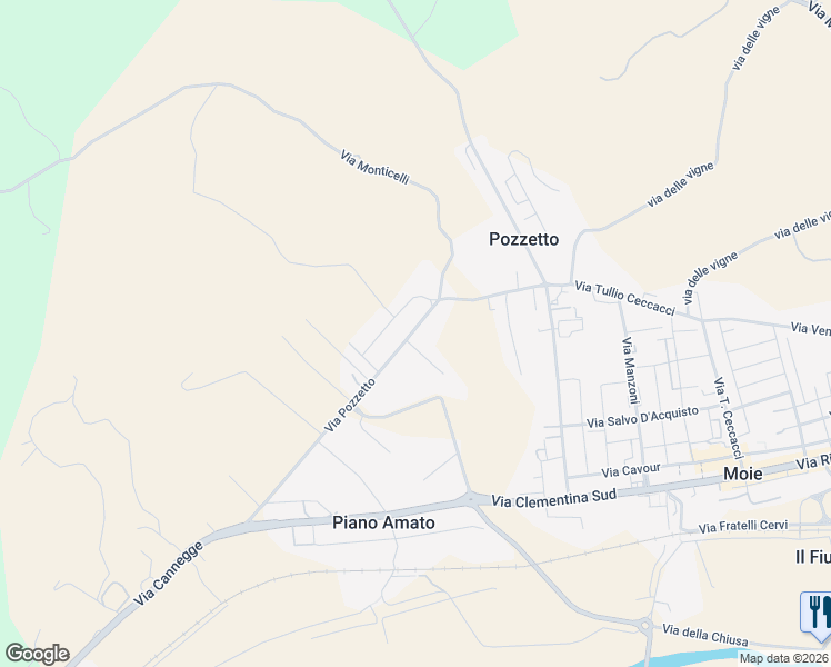 map of restaurants, bars, coffee shops, grocery stores, and more near 27 Via Pozzetto in Pozzetto