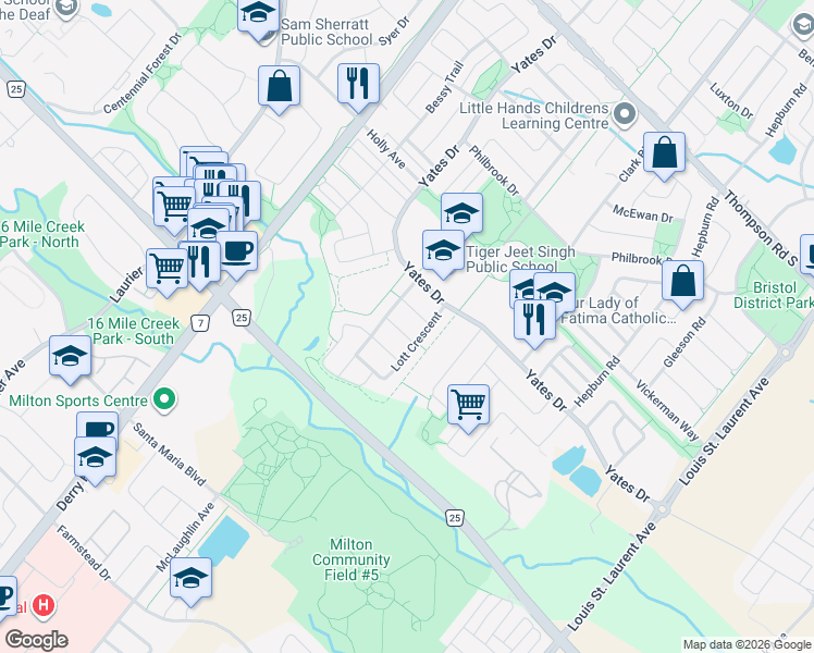 map of restaurants, bars, coffee shops, grocery stores, and more near 772 Shanks Heights in Milton