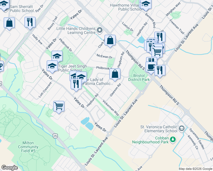 map of restaurants, bars, coffee shops, grocery stores, and more near 812 Wilks Landing in Milton