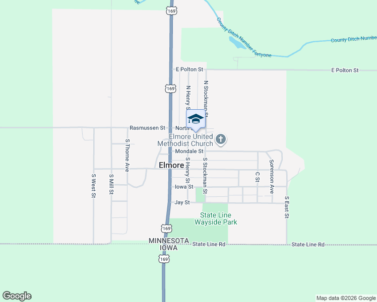 map of restaurants, bars, coffee shops, grocery stores, and more near 203 Mondale St in Elmore