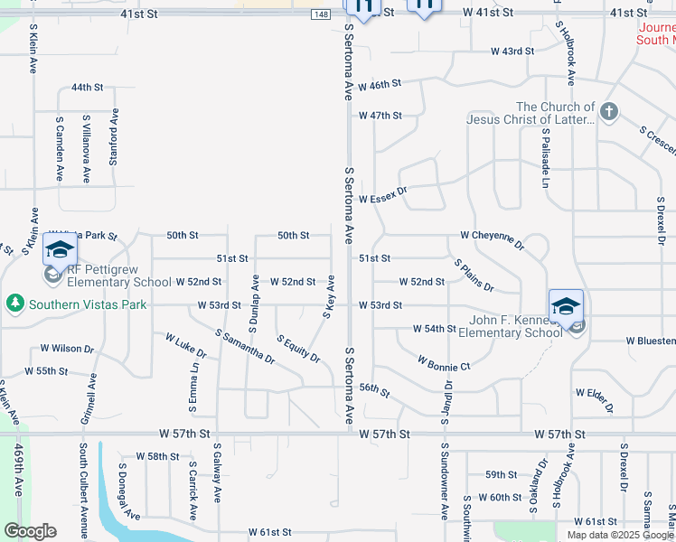 map of restaurants, bars, coffee shops, grocery stores, and more near 4404 South Key Avenue in Sioux Falls