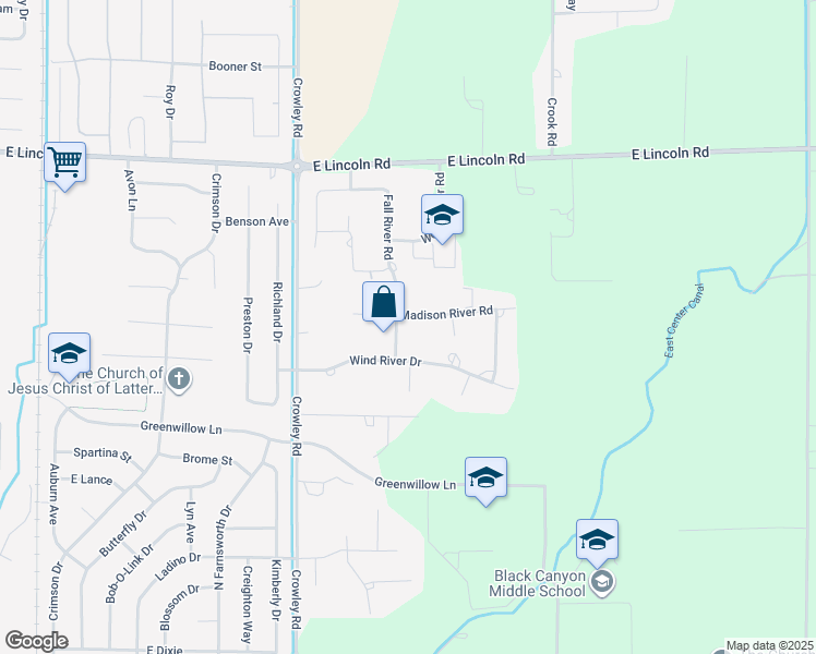 map of restaurants, bars, coffee shops, grocery stores, and more near 1000-1042 Fall River Rd in Idaho Falls
