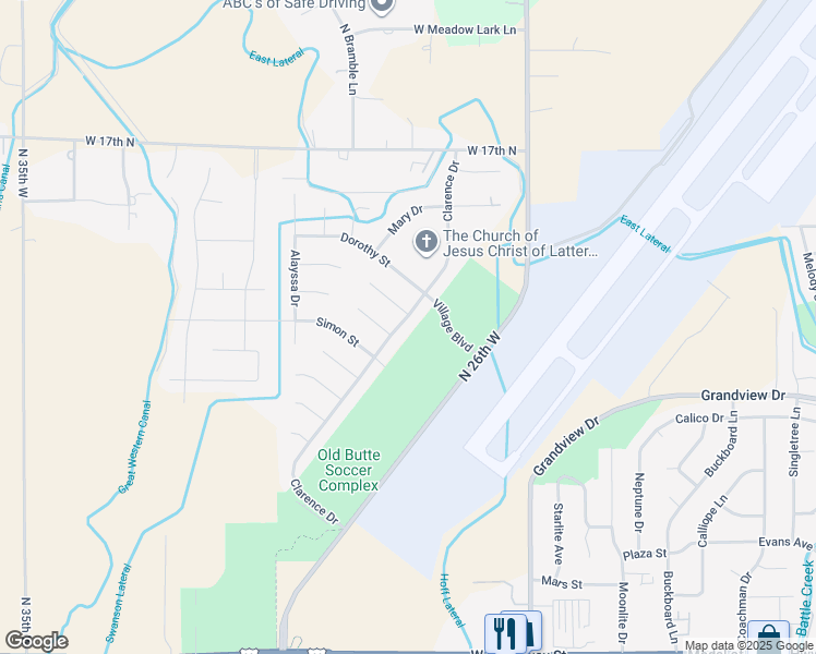 map of restaurants, bars, coffee shops, grocery stores, and more near 1136 Clarence Drive in Idaho Falls