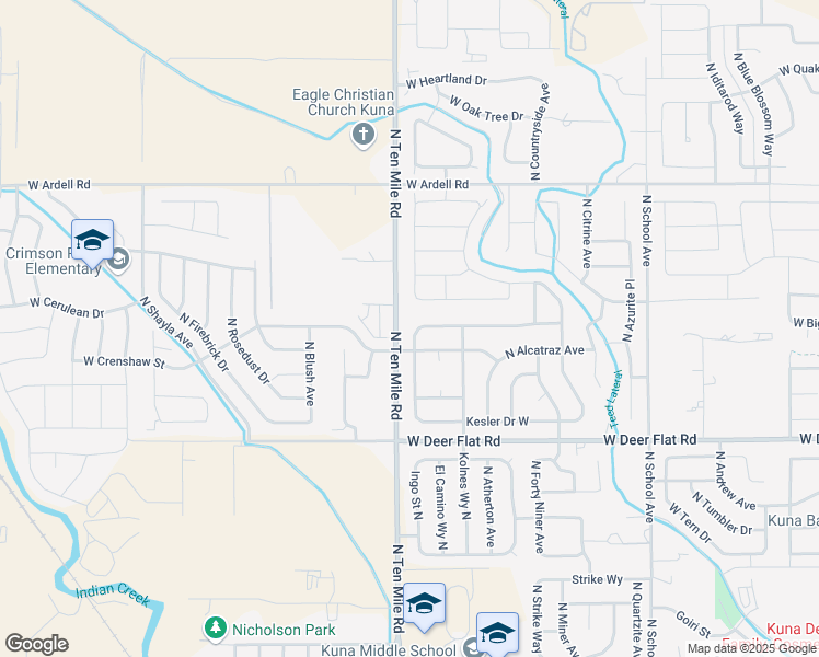 map of restaurants, bars, coffee shops, grocery stores, and more near 1791 North Klemmer Avenue in Kuna