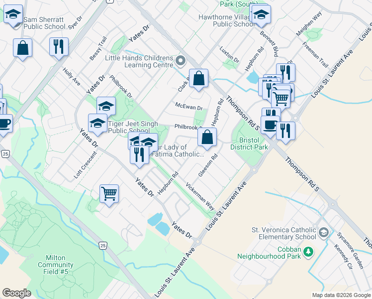 map of restaurants, bars, coffee shops, grocery stores, and more near 812 Wilks Landing in Milton