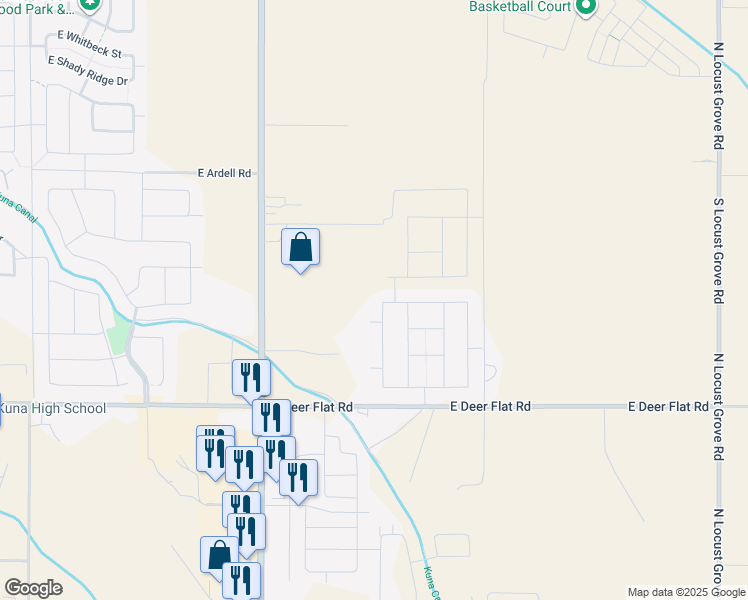 map of restaurants, bars, coffee shops, grocery stores, and more near in Kuna