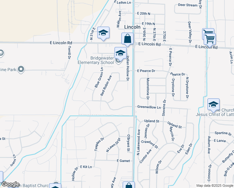 map of restaurants, bars, coffee shops, grocery stores, and more near 3376 Sparrow Hawk Court in Idaho Falls