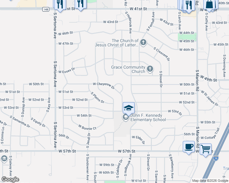 map of restaurants, bars, coffee shops, grocery stores, and more near 4420 West Mesa Pass in Sioux Falls