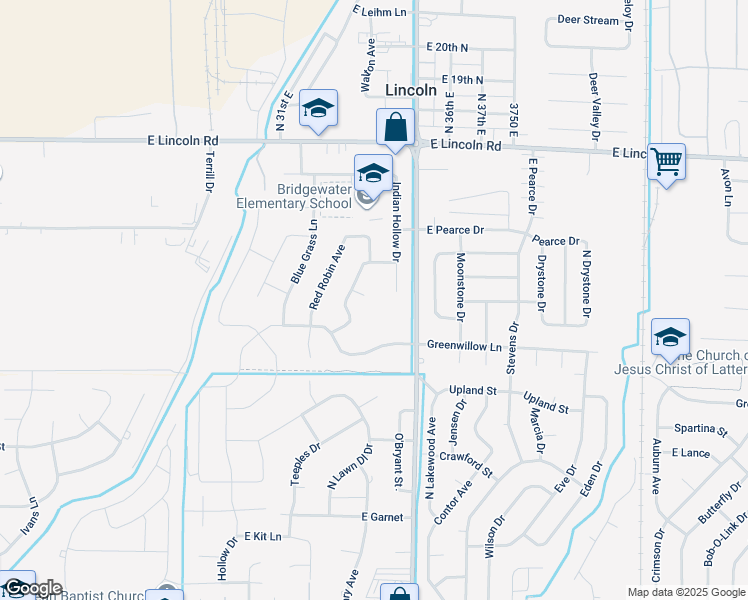 map of restaurants, bars, coffee shops, grocery stores, and more near 3376 Sparrow Hawk Court in Idaho Falls