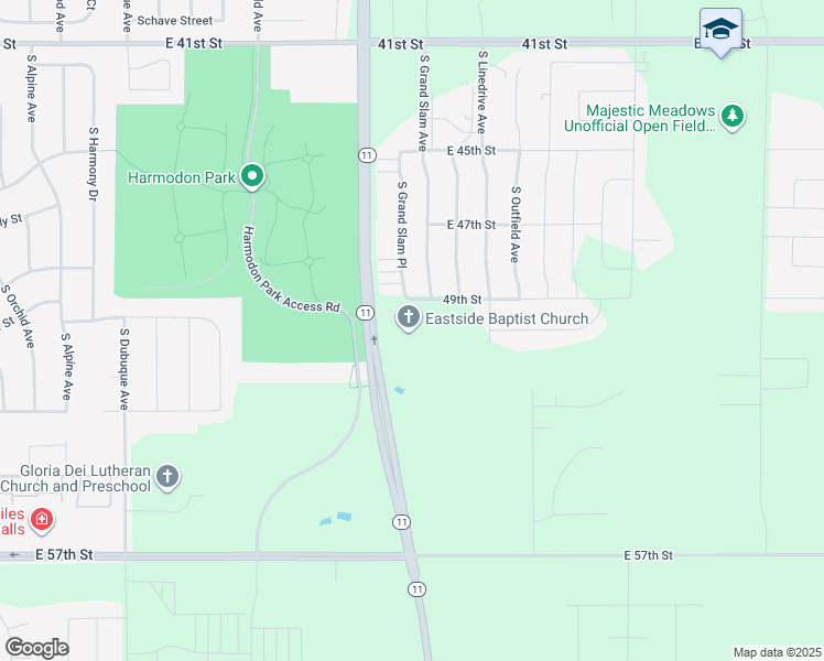 map of restaurants, bars, coffee shops, grocery stores, and more near 6101 East 49th Street in Sioux Falls