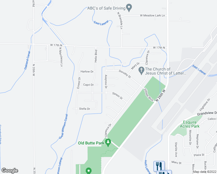 map of restaurants, bars, coffee shops, grocery stores, and more near 3045 Cecil Place in Idaho Falls