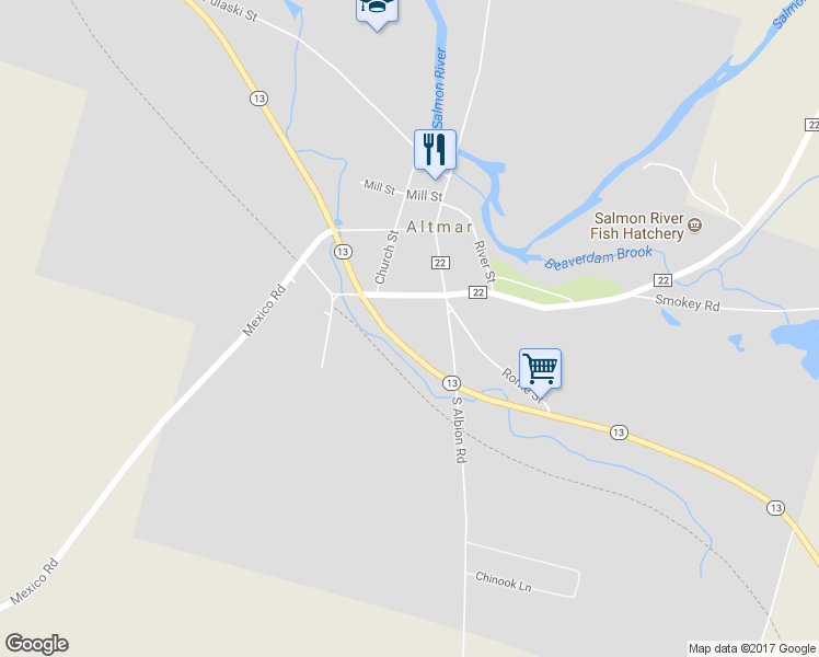 map of restaurants, bars, coffee shops, grocery stores, and more near 21 Cemetery Street in Altmar