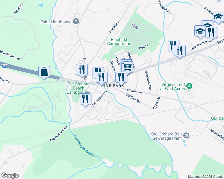 map of restaurants, bars, coffee shops, grocery stores, and more near 59 Old Salt Road in Old Orchard Beach