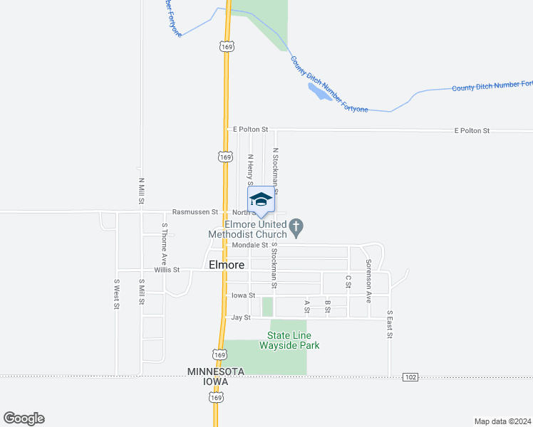 map of restaurants, bars, coffee shops, grocery stores, and more near 202 E North St in Elmore